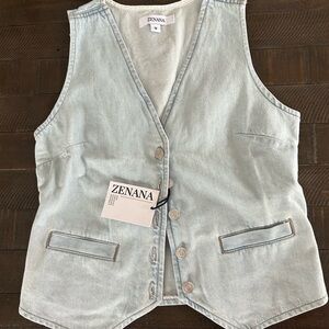 Zenana Outfitters Light Blue Button Down Vest